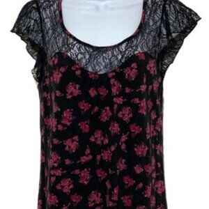 Elle floral Black Lace Top XL